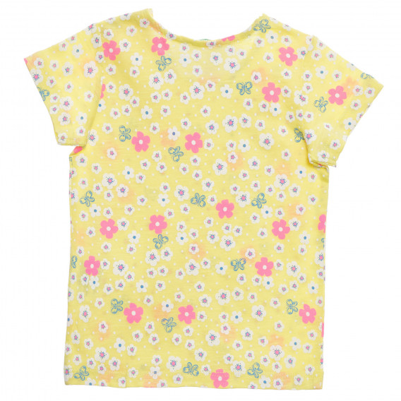 Tricou din bumbac cu imprimeu floral pentru bebeluși, galben Benetton 236561 4