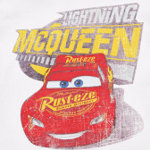 Tricou din bumbac cu imprimeu Lightning McQueen pentru bebeluși, alb Benetton 236569 3