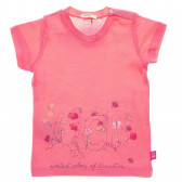 Tricou din bumbac cu imprimeu floral pentru bebeluși, roz Benetton 236590 