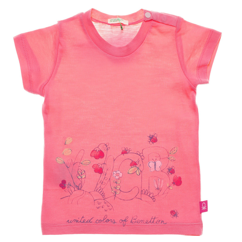 Tricou din bumbac cu imprimeu floral pentru bebeluși, roz  236590