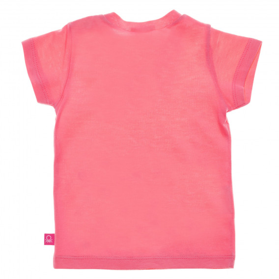 Tricou din bumbac cu imprimeu floral pentru bebeluși, roz Benetton 236593 4