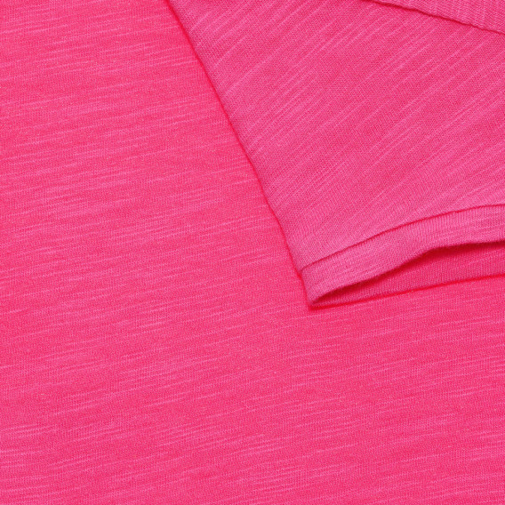 Tricou din bumbac cu inscripție de paiete în formă de flori, roz Benetton 236600 3