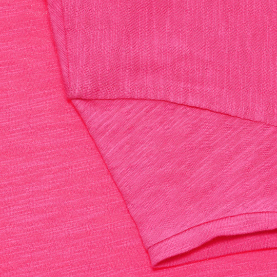 Tricou din bumbac cu inscripție de paiete în formă de flori, roz Benetton 236601 4