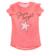 Tricou din bumbac cu imprimeu de steluțe, roz Benetton 236615 