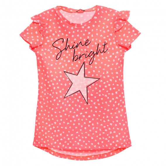 Tricou din bumbac cu imprimeu de steluțe, roz Benetton 236615 