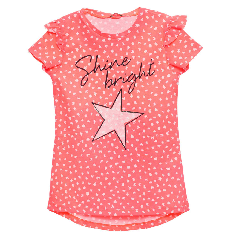 Tricou din bumbac cu imprimeu de steluțe, roz  236615