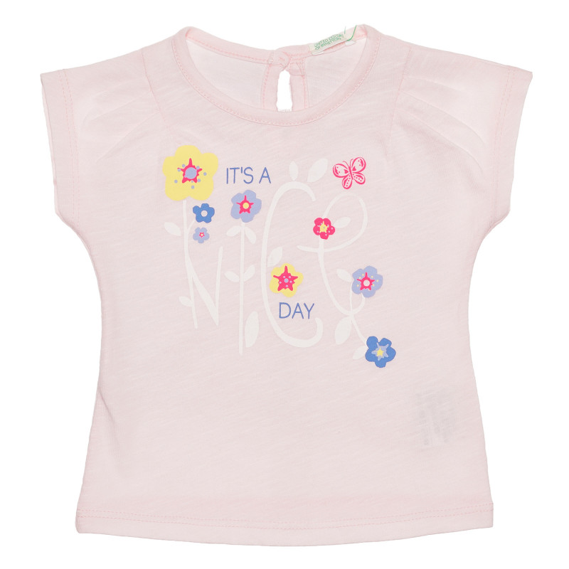 Bluză din bumbac cu mâneci scurte pentru bebeluși, roz  236619