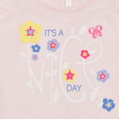 Bluză din bumbac cu mâneci scurte pentru bebeluși, roz Benetton 236622 4
