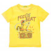 Tricou din bumbac cu imprimeu grafic pentru bebeluși, în galben Benetton 236627 