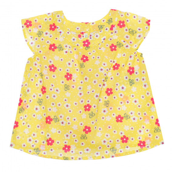 Bluză din bumbac cu imprimeu floral pentru bebeluși, galbenă Benetton 236635 