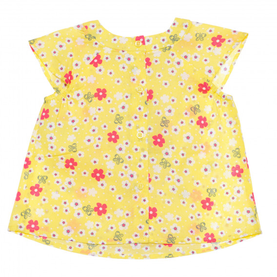 Bluză din bumbac cu imprimeu floral pentru bebeluși, galbenă Benetton 236637 3