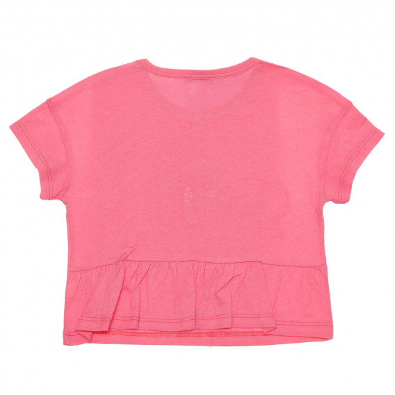 Tricou din bumbac cu inscripția Smile, roz Benetton 236649 3