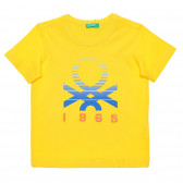 Tricou din bumbac cu sigla mărcii pentru bebeluși, în galben Benetton 236655 