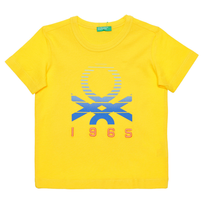 Tricou din bumbac cu sigla mărcii pentru bebeluși, în galben  236655