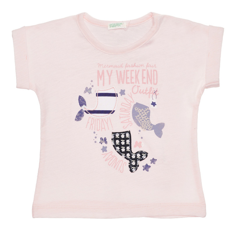 Tricou din bumbac cu imprimeu pentru bebeluși, în roz  236691