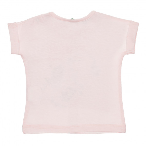 Tricou din bumbac cu imprimeu pentru bebeluși, în roz Benetton 236693 3