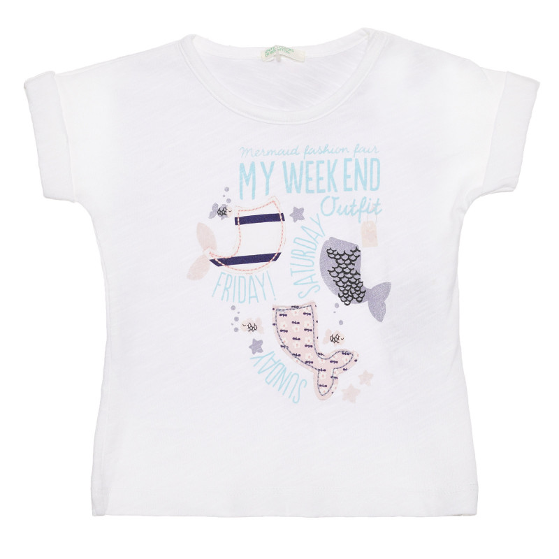 Tricou din bumbac cu imprimeu pentru bebeluși, alb  236695