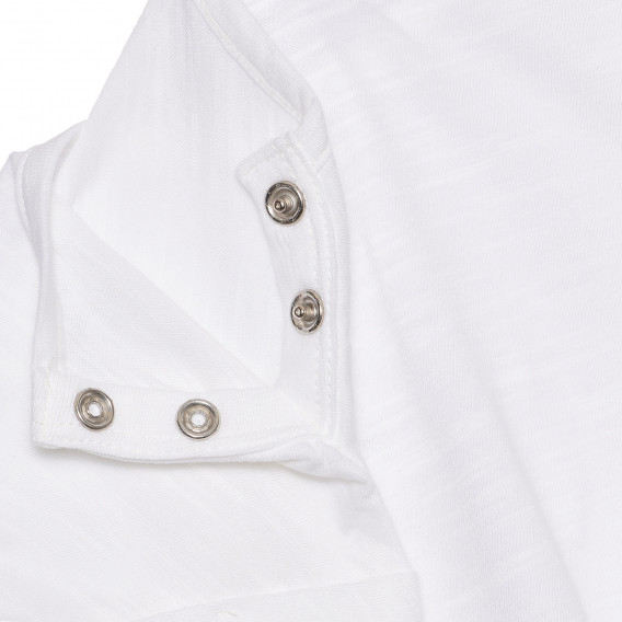 Tricou din bumbac cu imprimeu pentru bebeluși, alb Benetton 236697 3