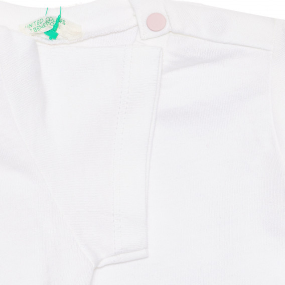 Tricou din bumbac cu imprimeu grafic în alb Benetton 236701 3