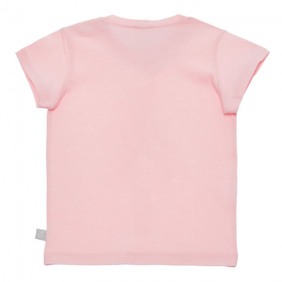 Tricou din bumbac cu imprimeu iepuraș, roz Benetton 236705 3