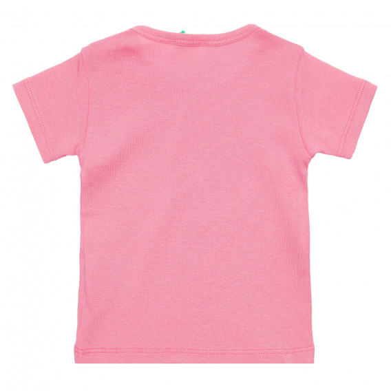 Tricou din bumbac cu imprimeu pentru bebeluși, de culoare roz Benetton 236709 3
