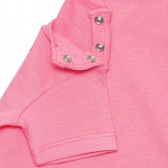 Tricou din bumbac cu imprimeu pentru bebeluși, de culoare roz Benetton 236710 4