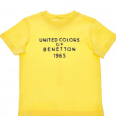 Tricou din bumbac cu sigla mărcii, de culoare galbenă Benetton 236711 