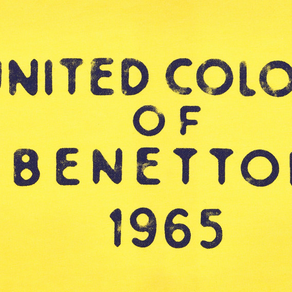 Tricou din bumbac cu sigla mărcii, de culoare galbenă Benetton 236712 2
