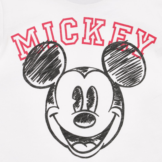 Tricou din bumbac cu imprimeu Mickey Mouse, alb Benetton 236730 4