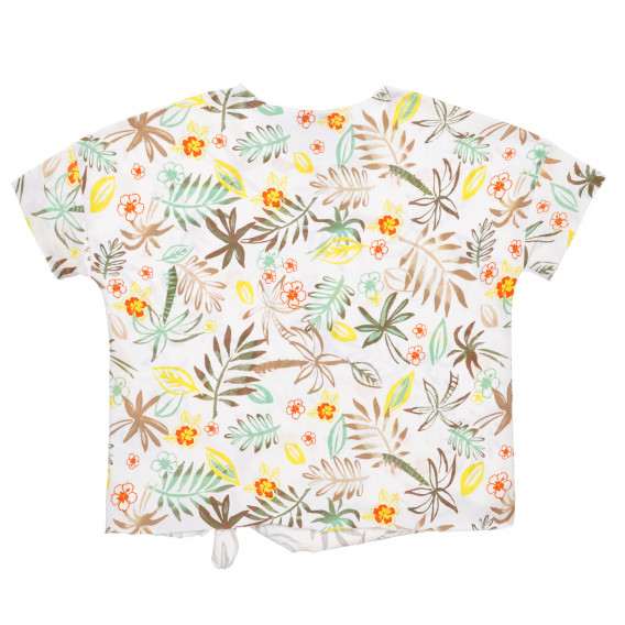 Tricou din bumbac cu imprimeu floral, în alb Benetton 236742 4