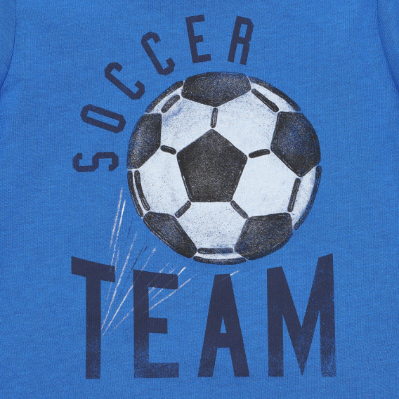 Tricou din bumbac cu imprimeu de minge de fotbal, albastru Benetton 236748 2