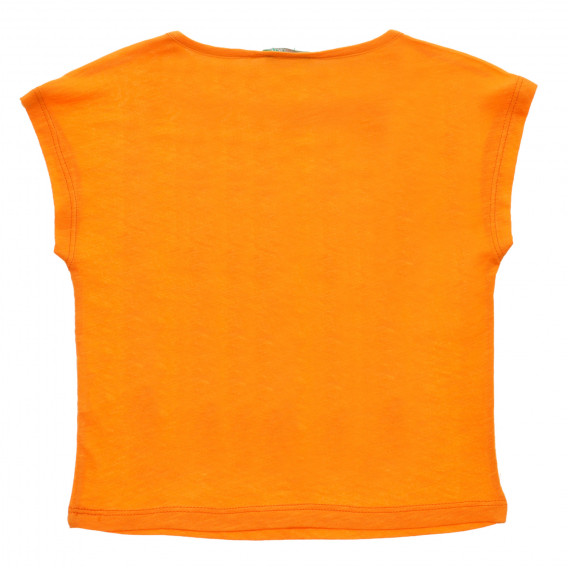 Tricou din bumbac cu imprimeu și inscripție pentru bebeluși, portocaliu Benetton 236832 4