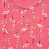 Tricou din bumbac cu imprimeu flamingo, roz Benetton 236836 2