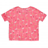 Tricou din bumbac cu imprimeu flamingo, roz Benetton 236837 4