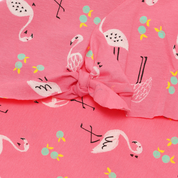 Tricou din bumbac cu imprimeu flamingo, roz Benetton 236838 3