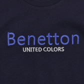 Tricou din bumbac cu logo brodat, albastru închis Benetton 236844 2