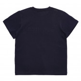 Tricou din bumbac cu logo brodat, albastru închis Benetton 236845 4