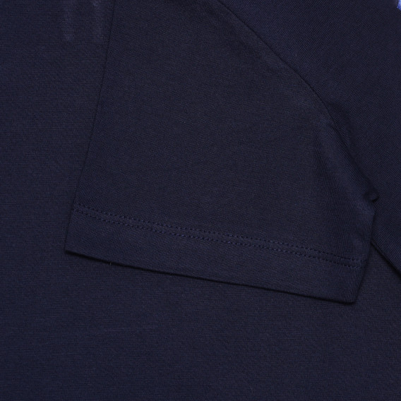 Tricou din bumbac cu logo brodat, albastru închis Benetton 236846 3