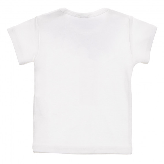 Tricou din bumbac cu inscripție de marcă pentru bebeluși, alb Benetton 236864 4