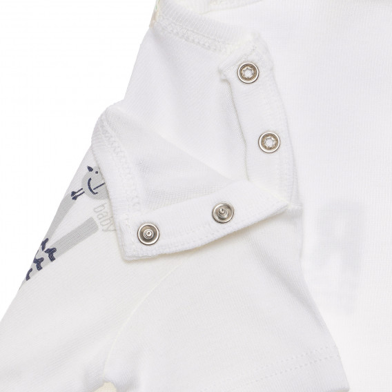 Tricou din bumbac cu inscripție de marcă pentru bebeluși, alb Benetton 236865 2