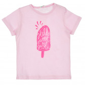 Tricou din bumbac cu imprimeu de înghețată pentru bebeluși, roz deschis Benetton 236960 