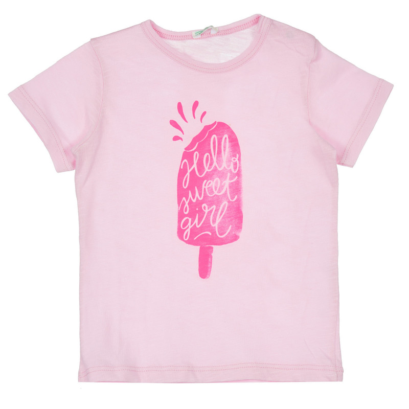 Tricou din bumbac cu imprimeu de înghețată pentru bebeluși, roz deschis  236960