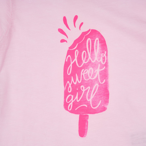 Tricou din bumbac cu imprimeu de înghețată pentru bebeluși, roz deschis Benetton 236961 2