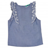 Bluză fără mâneci din bumbac pentru bebeluși, albastră Benetton 236976 