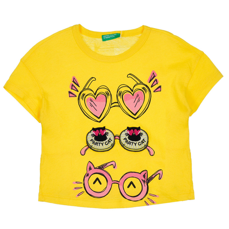 Tricou din bumbac cu ochelari pentru bebeluși, galben  236980