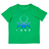 Tricou din bumbac cu sigla mărcii pentru bebeluși, verde Benetton 236984 
