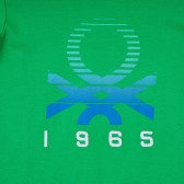 Tricou din bumbac cu sigla mărcii pentru bebeluși, verde Benetton 236985 2