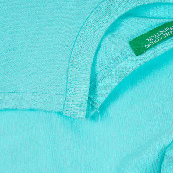 Tricou din bumbac cu imprimeu și inscripții pentru bebeluș, albastru deschis Benetton 236998 3