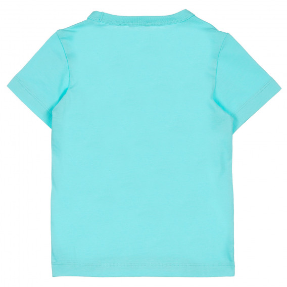 Tricou din bumbac cu imprimeu și inscripții pentru bebeluș, albastru deschis Benetton 236999 4