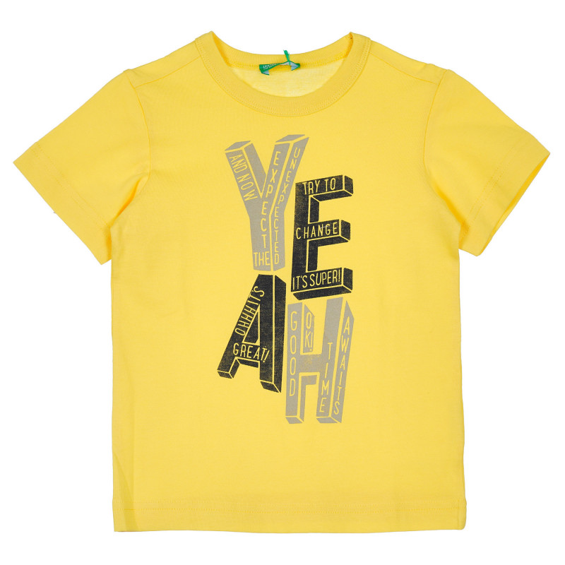 Tricou din bumbac cu imprimeu grafic pentru un bebeluș în galben  237000